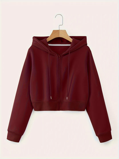 Women'S Casual Zip-Up Hoodie - Long Sleeves, Solid Color Design, Featuring Front Pockets, Made in a Regular Fit. A Stylish Choice for Autumn And Winter. Casual Wear | Hooded Sweatshirt | Zip Closure, Hoodie