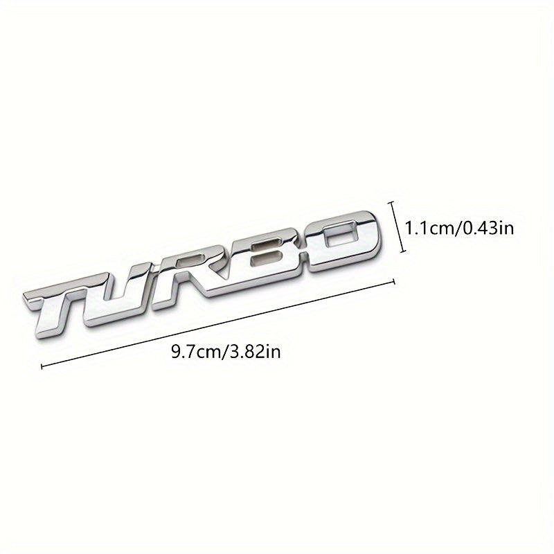 Turbo Metal Car Emblem Sticker Available in Silver, Black, And Red for Tailgates