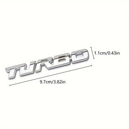 Turbo Metal Car Emblem Sticker Available in Silver, Black, And Red for Tailgates