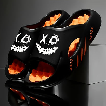 OURANNI Men's Fashion Cartoon Print Lightweight Indoor Home Shower Slippers, Trendy and Versatile Unisex Style, Suitable for Couples' Daily Casual, Sports, Beach, and Vacation Wear, Lightweight Indoor/Outdoor Multi-Scene Footwear, Durable EVA