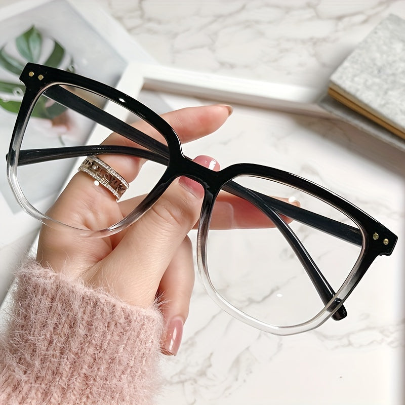 Unisex Square Blue Light Blocking Glasses, Suitable for Computers, TVs, and Phones, with Clear Lenses, Lightweight and Comfortable