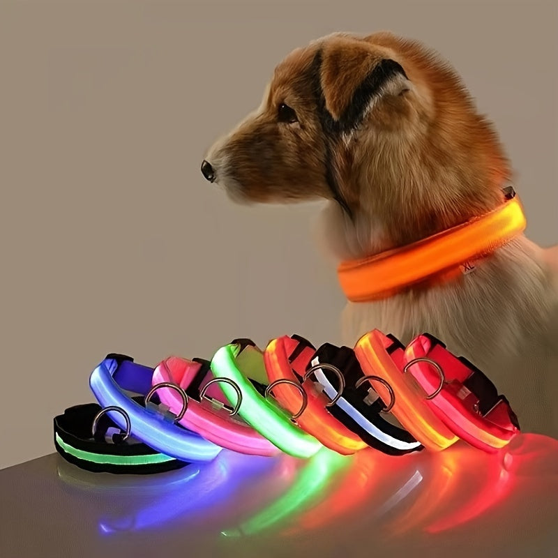 [LED Dog Collar] Battery LED nylon pet dog collar Dog light fluorescent collar pet supplies twinkle and glow at night