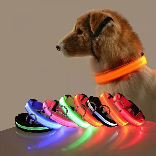 [LED Dog Collar] Battery LED nylon pet dog collar Dog light fluorescent collar pet supplies twinkle and glow at night