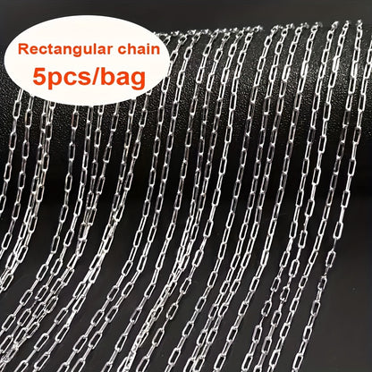5pcs Silver-plated Plated Link Chain Necklaces with Lobster Clasps - 16-30 Inch Versatile Jewelry Making Chains for Fashion Accessories, Fashion Jewelry Making|Textured Metal Chains|Durable Metal Chains, Jewelry Making Supplies