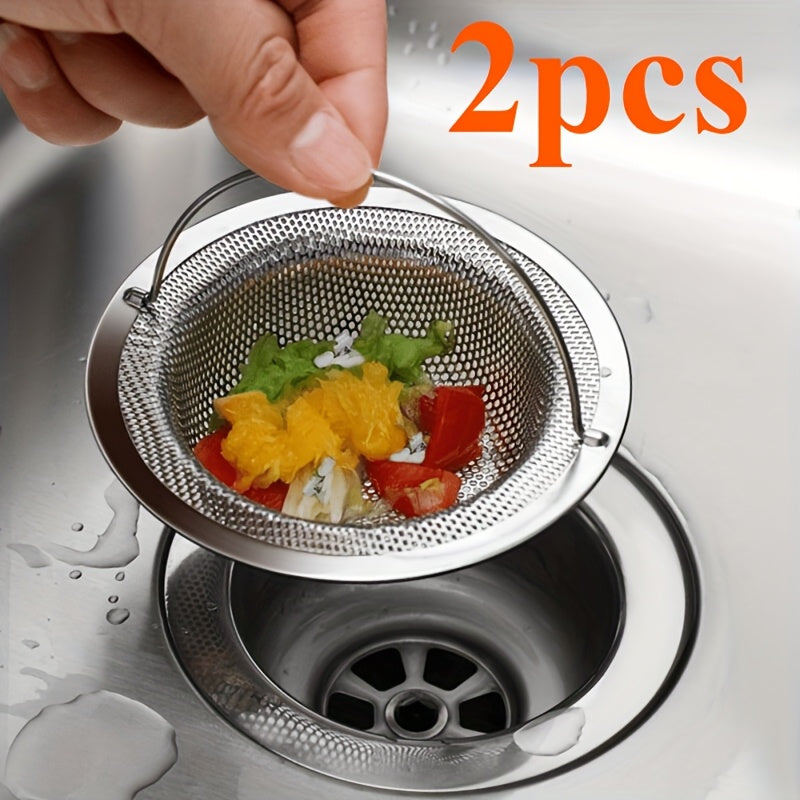 1-6pcs Stainless Steel Sink Strainer with Handle - Rust-Resistant Mesh Design, Suitable for Kitchen and Bathroom Sinks, Easy to Prevent Clogging, Perfect for Draining Fruits and Vegetables
