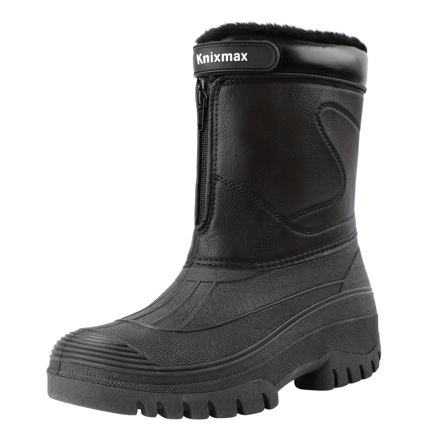 Knixmax Outdoor Men's Winter Boots, Warm Lined Snow Boots Winter Shoes with Upper and Non-Slip Soles Suitable for Hiking Trekking Climbing Mucker & Yard Fishing Country Gardening Biker,Ankle Support Fluffy