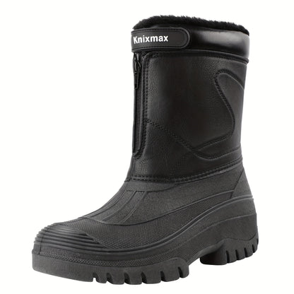 Knixmax Outdoor Men's Winter Boots, Warm Lined Snow Boots Winter Shoes with Upper and Non-Slip Soles Suitable for Hiking Trekking Climbing Mucker & Yard Fishing Country Gardening Biker,Ankle Support Fluffy