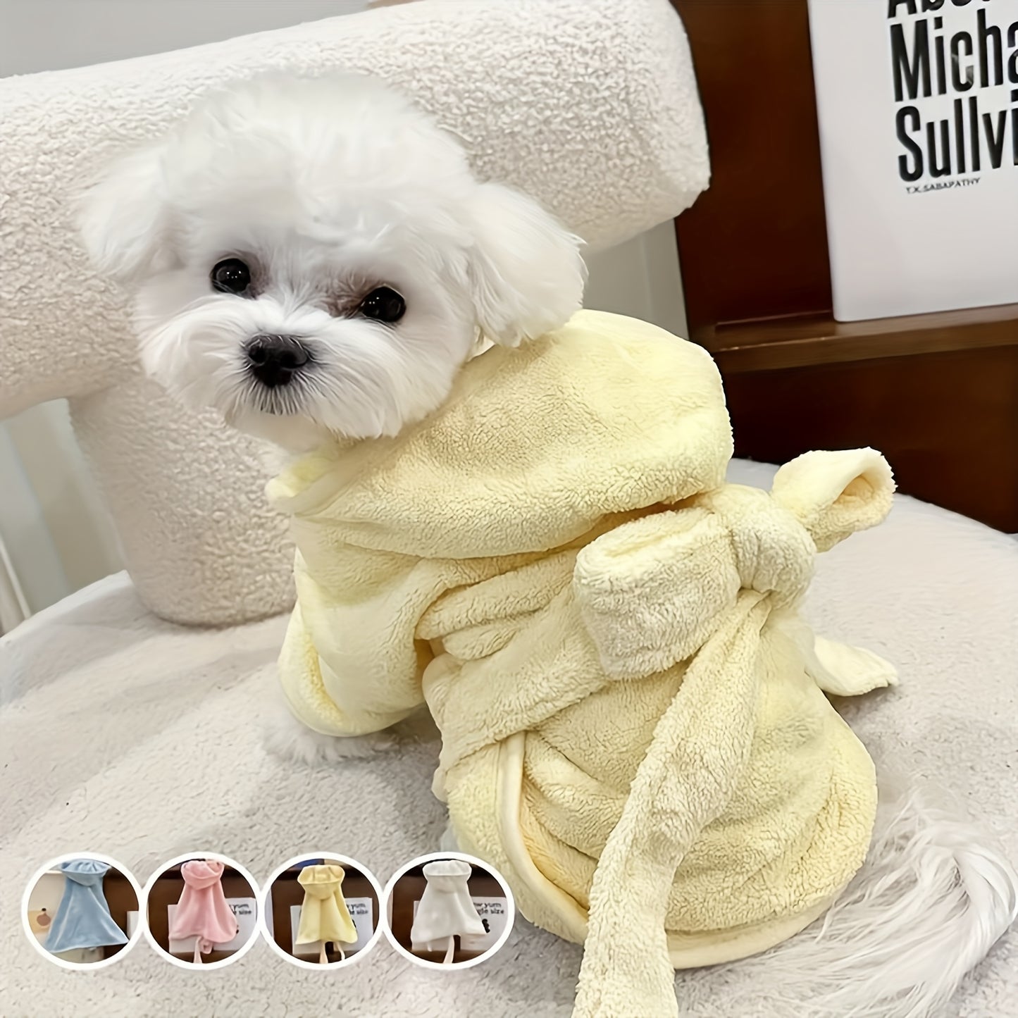 [Ultra-Soft Pet Bathrobe] Ultra-Soft Pet Bathrobe for Small & Medium Dogs & Cats | Quick-Dry, All-Season, Lightweight Design with Safety Closure, Easy-Button Entryway, Machine Washable, Cozy Fleece-Lined for Warmth