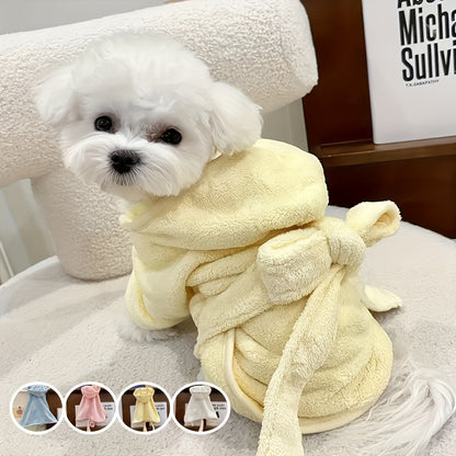 [Ultra-Soft Pet Bathrobe] Ultra-Soft Pet Bathrobe for Small & Medium Dogs & Cats | Quick-Dry, All-Season, Lightweight Design with Safety Closure, Easy-Button Entryway, Machine Washable, Cozy Fleece-Lined for Warmth