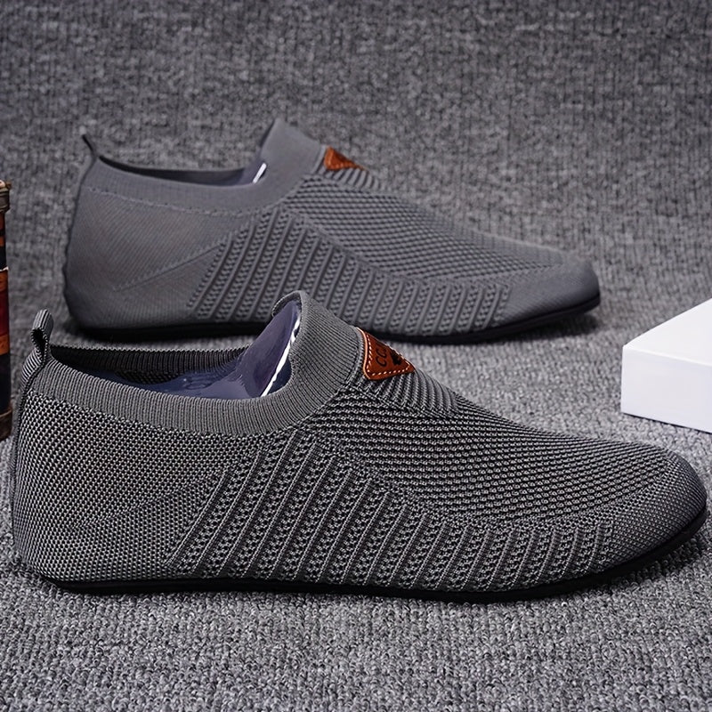 Men'S Casual Slip-On Sneakers - Beige Fabric, Round Toe, Rubber Sole, All-Season Athletic Shoes for Walking, Hiking, Tennis, and Daily Wear, Casual Athletic Shoes | Modern Casual Sneakers | Slipon Comfort