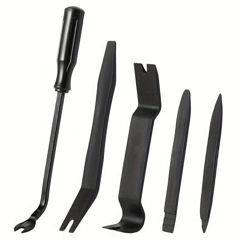Professional Car Interior Disassembly Tool Set - 4/5pcs Set with Scratch-Free Plastic Pry Bars, Ideal for Door Panel Clips and Fasteners, Interior Repair Tools | Sleek Black Finish | Plastic Pry Bars, Car Maintenance Tools