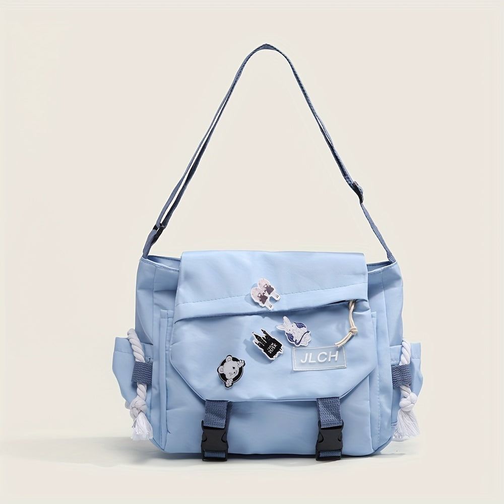 Women'S Nylon Casual Crossbody Messenger Bag - Features a Badge