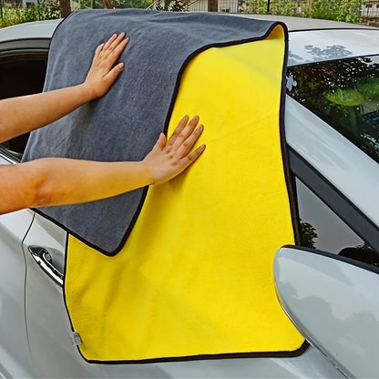 Thickened Ultra-Fine Microfiber Car Cleaning Cloth - Absorbent Towel, Suitable for Car Windows, Interior And Exterior, Yellow And Black Design, Perfect for Car Washing And Maintenance