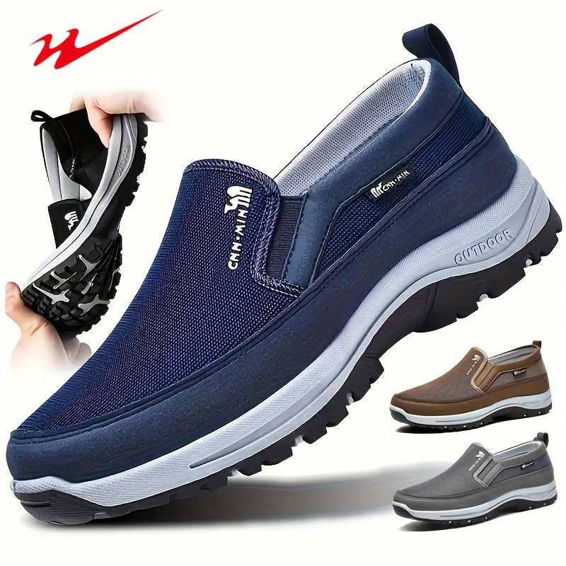 Men's Slip-Resistant Loafers with Thick-Soled Lightweight - Breathable Slip- Wide Width Shoes Suitable for All- Outdoor & Daily Wear - Comfortable Casual Round-Toe Loafers (PVC Sole)