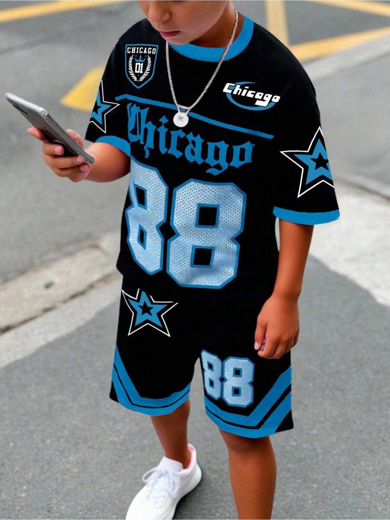 2pcs Short-sleeve Shirt and Shorts Set | Printed Sportswear, Breathable and Quick-drying, Suitable for Boys and Girls, Casual Style, Perfect for Outdoor, Street, and School Wear, Perfect for Outdoor