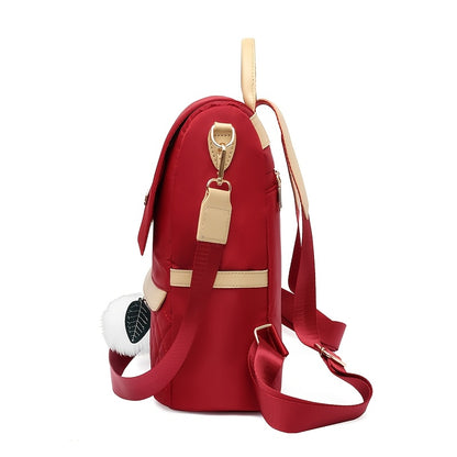 Lightweight Quilted Anti-Theft Backpack with Multiple Pockets, Embroidered Design, High-Quality Travel Bag for Women. Women'S Coin Purse, Casual Backpack with Pom-Pom Pendant, Stylish Shoulder Bag for Shopping, Suitable For, College Freshmen