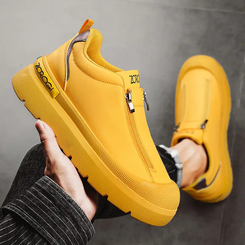 Men's Business Shoes: Comfortable, Anti-slip and Durable Lace-up Work Shoes, Men's Lace-up Couple Style Thick-soled Soft-soled Sports Shoes- Comfortable All Year Round, Black Walking Shoes for Casual Wear, Thickened Version Men's Shoes