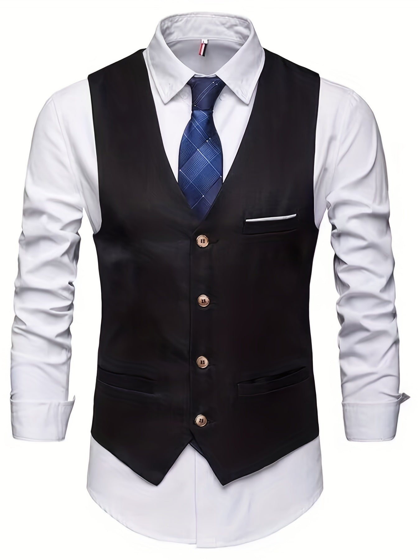 Single Breasted Men's Casual Retro Style V Neck Smart Suit Vest for Dinner Suit Match