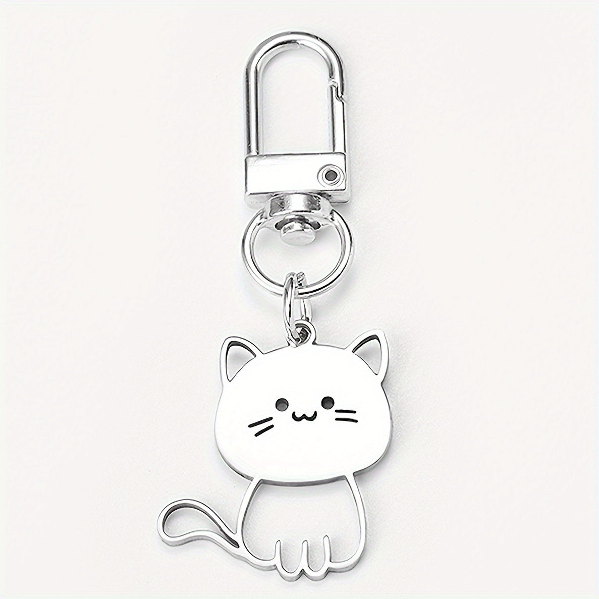 "1 new Japanese-style stainless steel keychain for cats, cute cat pendant, couple key chain pendant"