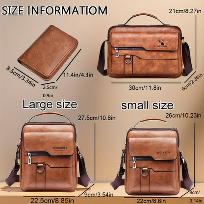 WEIXIER Men'S Vintage Faux Leather Cross Body Bag | Vertical Hand Business Casual Satchel, Adjustable Shoulder Strap, Faux Leather, Ideal for Going Out