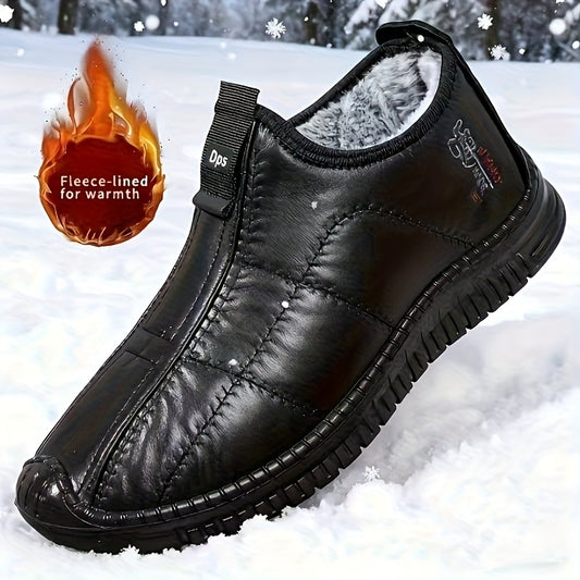 Winter Old Beijing Cloth Shoes for Men, Warm -Lined Walking Shoes for Middle-Aged and Elderly Fathers, Non-Slip Thickened Walking Shoes, Elderly Boots