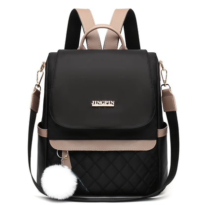 Lightweight Quilted Anti-Theft Backpack with Multiple Pockets, Embroidered Design, High-Quality Travel Bag for Women. Women'S Coin Purse, Casual Backpack with Pom-Pom Pendant, Stylish Shoulder Bag for Shopping, Suitable For, College Freshmen