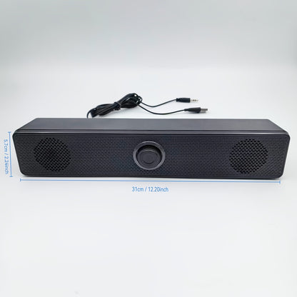 Long Bar Speaker/Computer USB Knob Wired Sound System with Powerful Bass Subwoofer