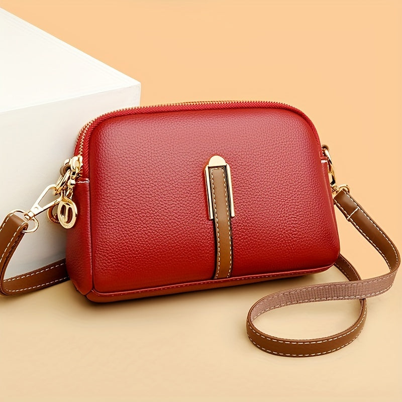 Crossbody Wallet-Purse, Shell Design with Zipper Closure, Handbag for Cash, Cards & Small Essentials, Multi-Color /Tan, Stylish Everyday & Special Occasion Accessory