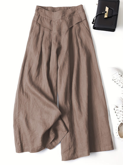 Linen Wide-Leg Ankle Pants, Breathable Thin Loose Linen Skirt Pants, Ethnic Style Vintage Trousers