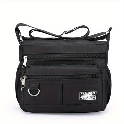 Large Capacity Nylon Crossbody Bag for Men - Adjustable Strap, Multi-Layer, Casual Gray Shoulder Bag with Sequin Detail - Ideal for Daily Commute & Travel, Travel Bag