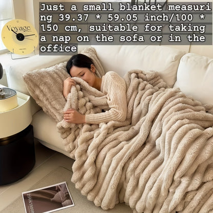 Gdan Rhinoceros Luxurious Faux Rabbit Fur Throw Blanket Suitable for Couch, Bed, Office & Travel - Soft Warm Cozy Striped Blanket, Contemporary Bedspread, Hand Washable, Ideal Christmas Gift & All-Season Use (Multicolor)