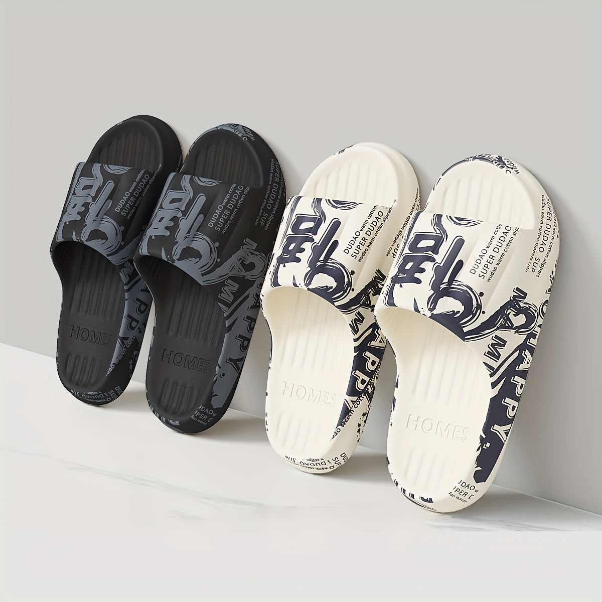 Men's Printed Slippers, Fashionable and Trendy, Japanese and Korean Style, Suitable for Indoor Home Use, Bathroom Shower, and Outdoor Wear for Beach and Swimming
