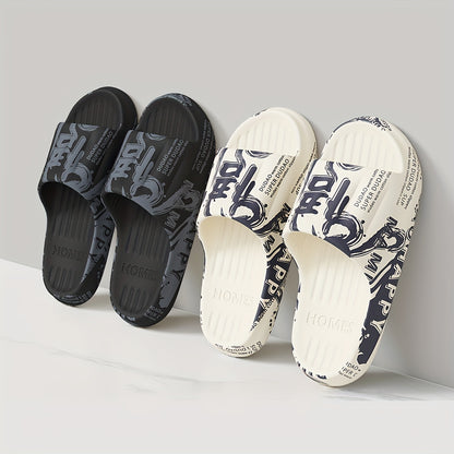 Men's Printed Slippers, Fashionable and Trendy, Japanese and Korean Style, Suitable for Indoor Home Use, Bathroom Shower, and Outdoor Wear for Beach and Swimming