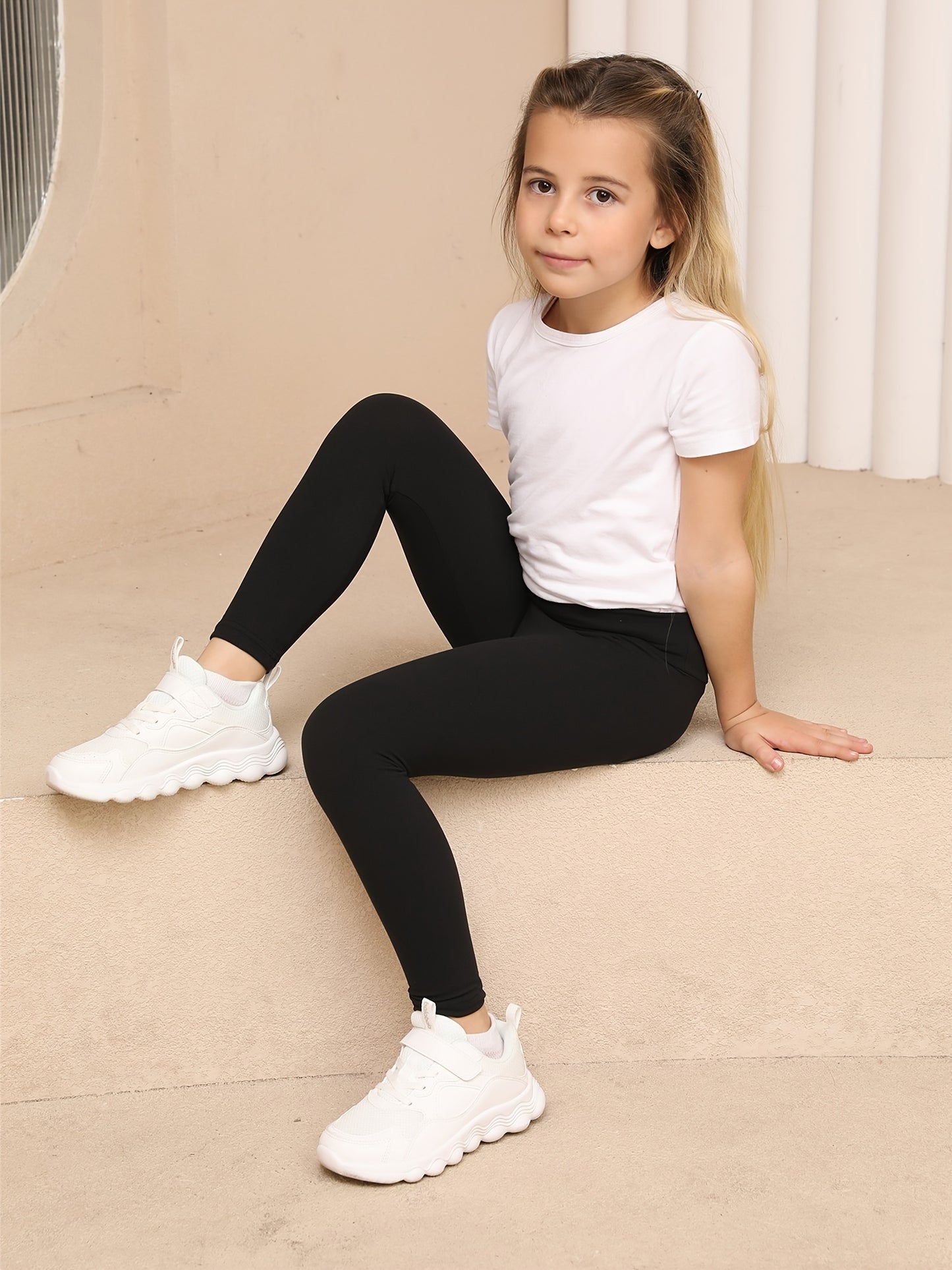 SOFTMILK Girls' Leggings / Super Soft High-Stretch / Solid Black Tight Pants with Elastic Waistband / All-Season Stretchy for Girls / Everyday & Formal Outfits