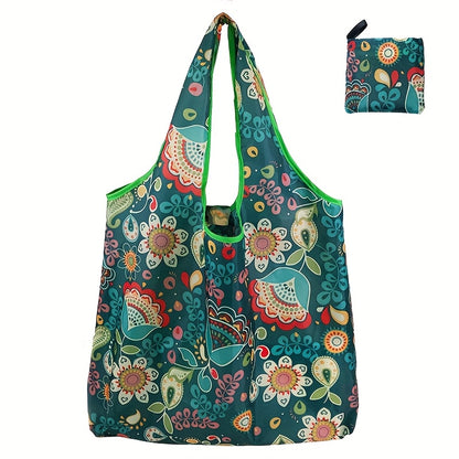 1pc Vibrant Dog Print Tote Bag - Reusable, Foldable, Durable Polyester Shoulder Bag with Buckle Closure, Ideal for Shopping, Travel, and Kitchen Storage, Travel Accessory|Playful Accessory|Durable Handle Bag