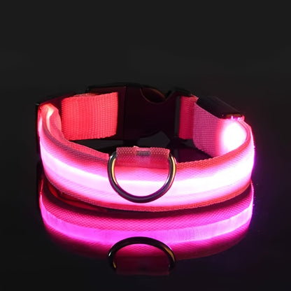 [LED Dog Collar] Battery LED nylon pet dog collar Dog light fluorescent collar pet supplies twinkle and glow at night