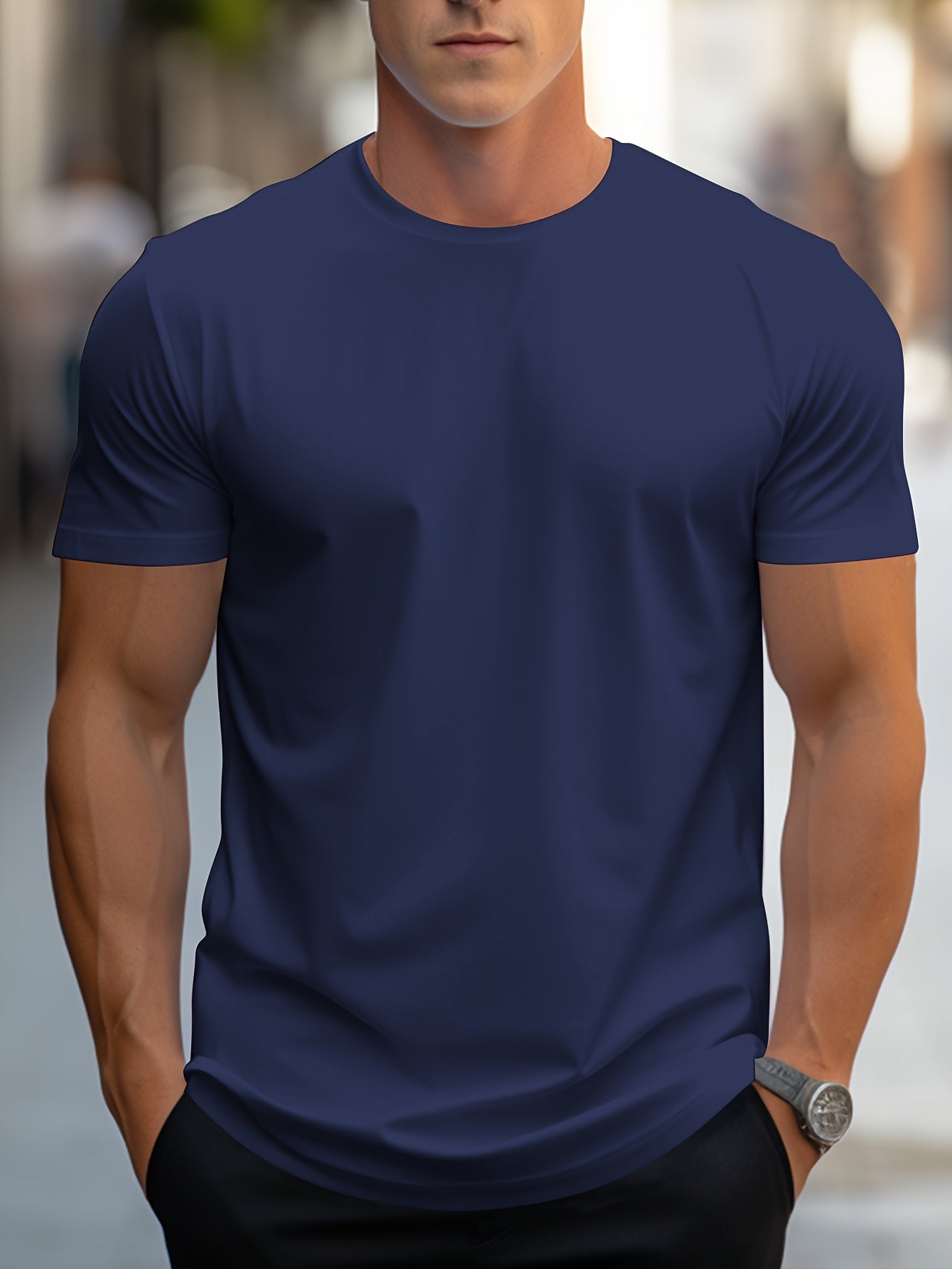 2026 New Year New T-Shirt, Christmas Apparel Base Layer, Men's Minimalist Solid Color Regular Fit T-Shirt, Body-Shaping Essential! Daily Must-Have! Versatile, Short Sleeve yyds! Simple Yet Not Plain