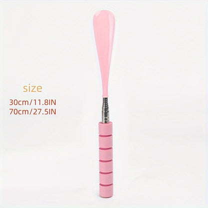 Stainless Steel Telescopic Shoe Horn, Extendable Long Handle Shoehorn with Non-Slip Grip, Adjustable Length, Portable Design with Lanyard, Easy Footwear Assistance Tool