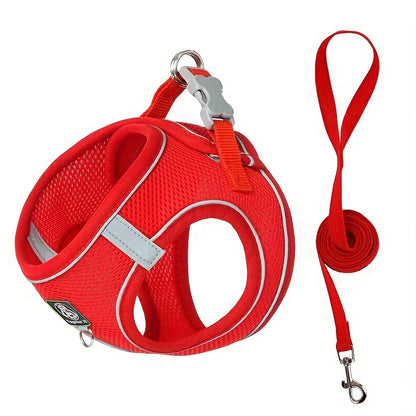 Pet Harness And Leash Set, Reflective And Breathable Vest-Style, Small to Medium-Sized, Without Battery