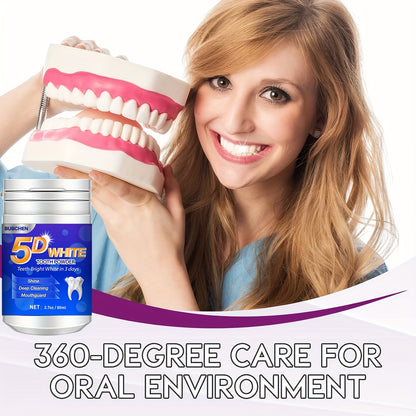 5D Bright Tooth Powder/One 80ML Bottle/Deep Cleaning Powder for Teeth/Fresh Breath Purple Toothpaste/Dental Care Items Featuring Natural Pearl Powder/Perfect for Gifts for Women