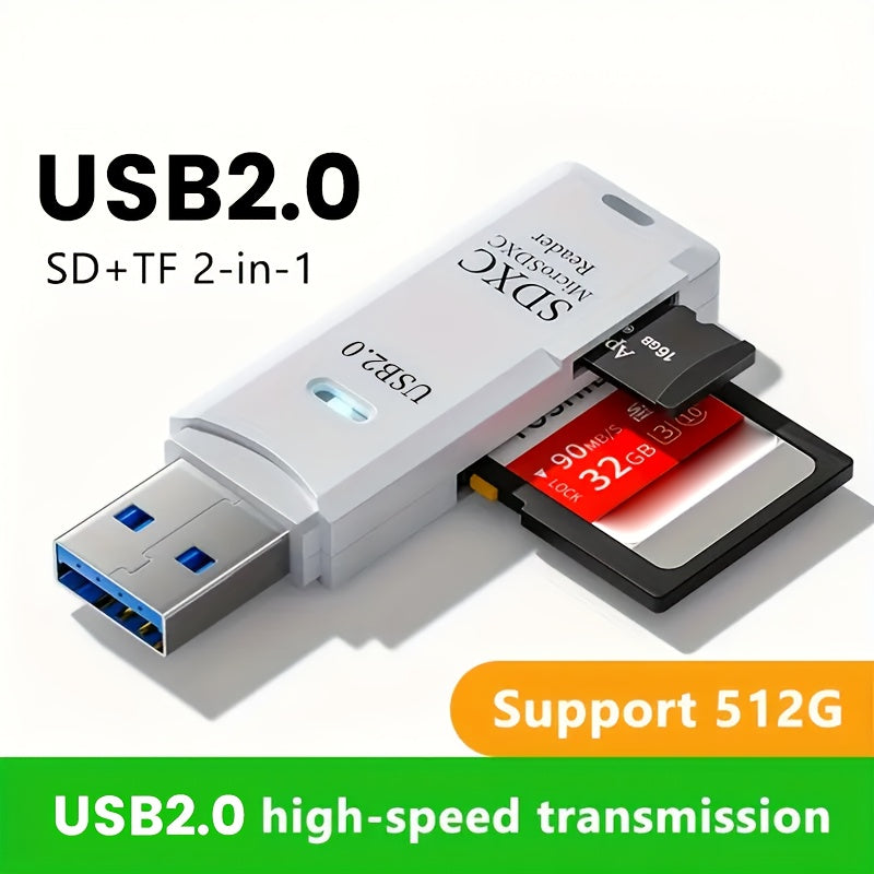 2in1 TF&SD Card Reader - USB Card Reader for PC