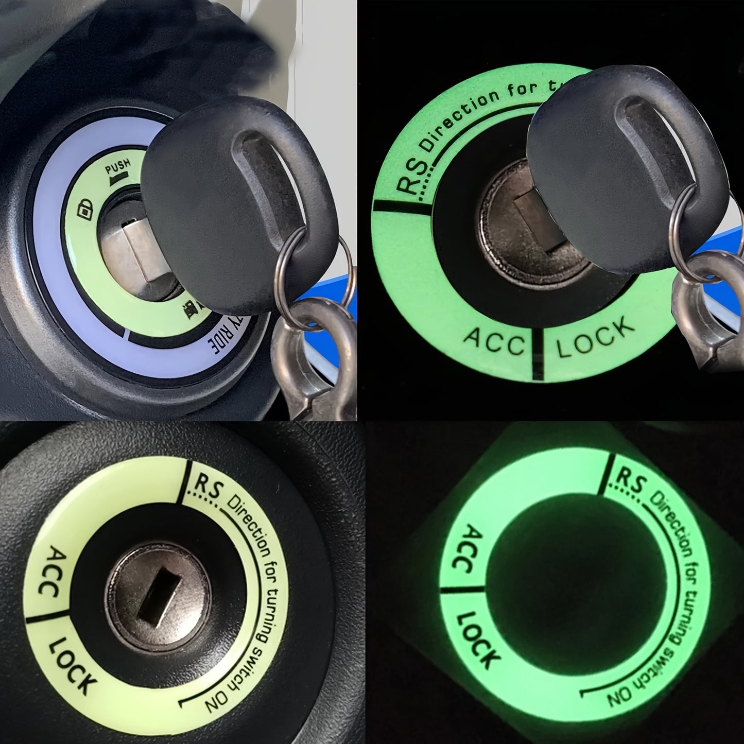 Illuminated Sticker Rings for Car Ignition Switches, Key Ring Ambient Light, Night Decor for And Motorcycles, Universal 3D Decal