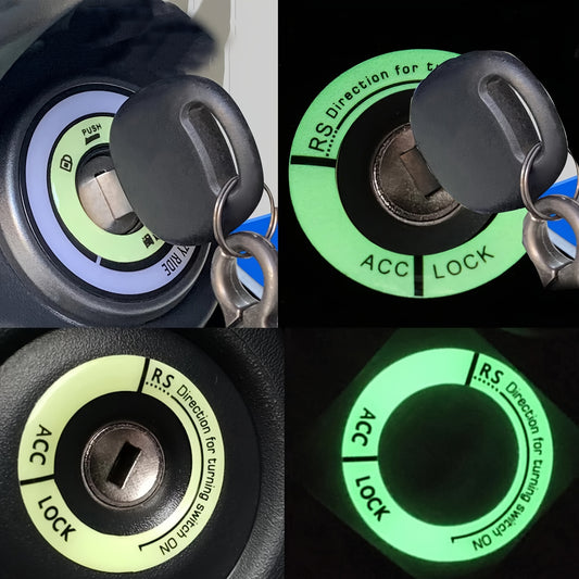 Illuminated Sticker Rings for Car Ignition Switches, Key Ring Ambient Light, Night Decor for And Motorcycles, Universal 3D Decal