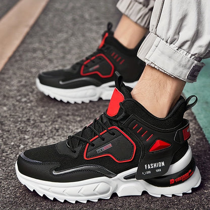 Men'S Breathable Mesh Running Shoes for Autumn, Lightweight And Durable Casual Shoes, Stylish Large Size High-Top Sports Shoes, Dad Shoes