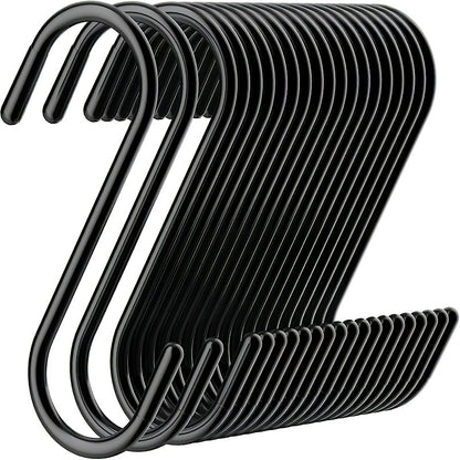 10J S-Shaped Hooks, Non-Slip S Hooks, Black S Hooks, Suitable for Hanging Plants, Wardrobes, Garden, And Kitchen Additions