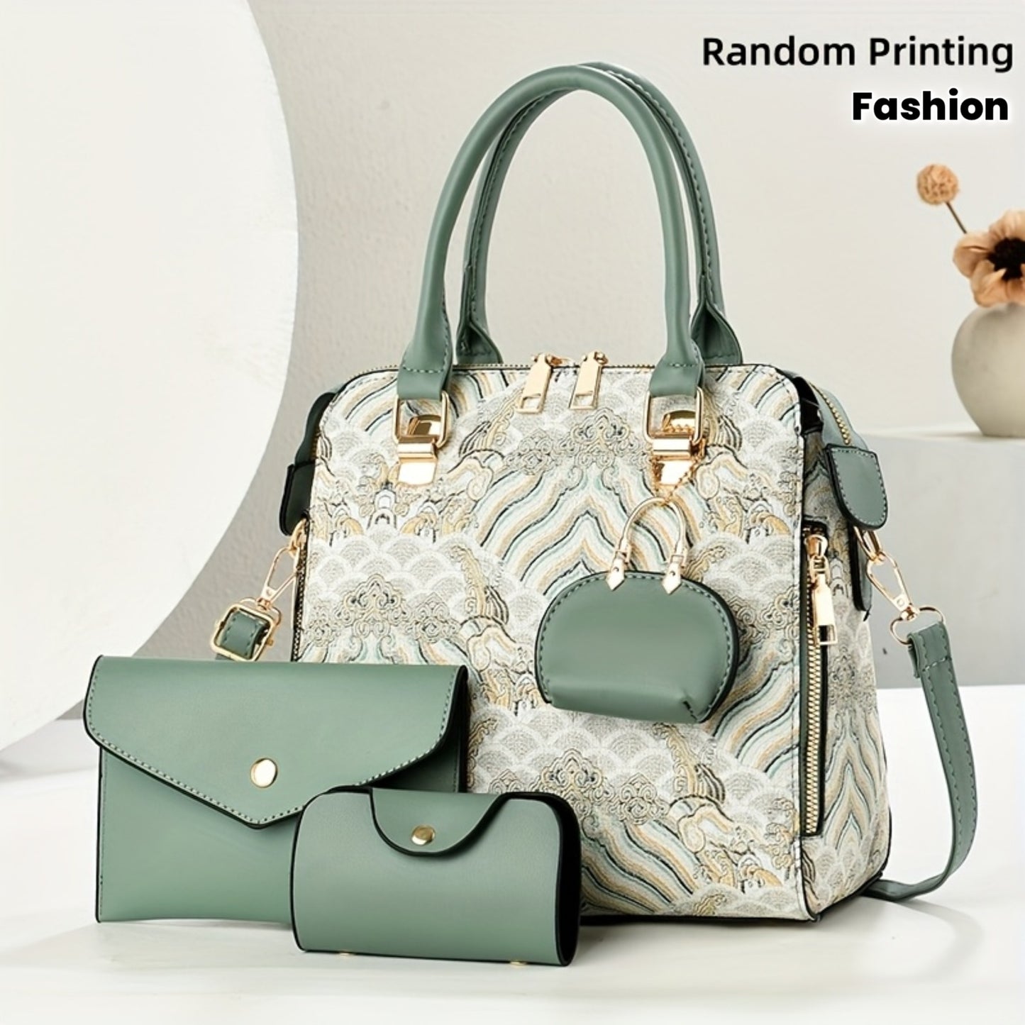 3pcs Fashion Vintage Embroidered Women's Bag Set, Valentine's Day Gift, Fresh and Elegant Handbags