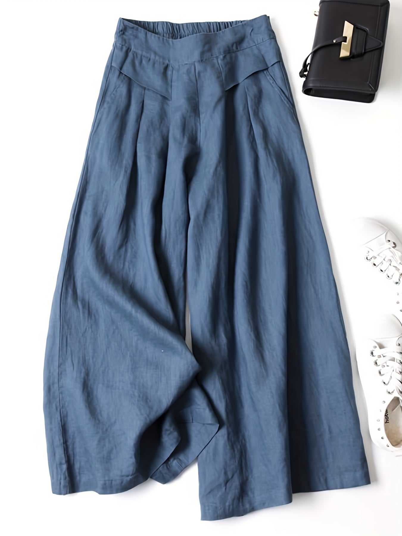 Linen Wide-Leg Ankle Pants, Breathable Thin Loose Linen Skirt Pants, Ethnic Style Vintage Trousers