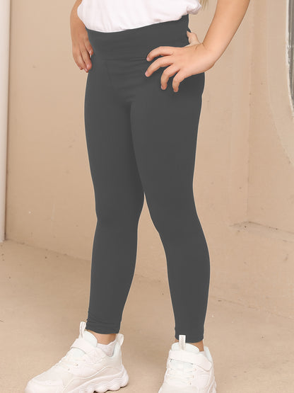 SOFTMILK Girls' Leggings / Super Soft High-Stretch / Solid Black Tight Pants with Elastic Waistband / All-Season Stretchy for Girls / Everyday & Formal Outfits