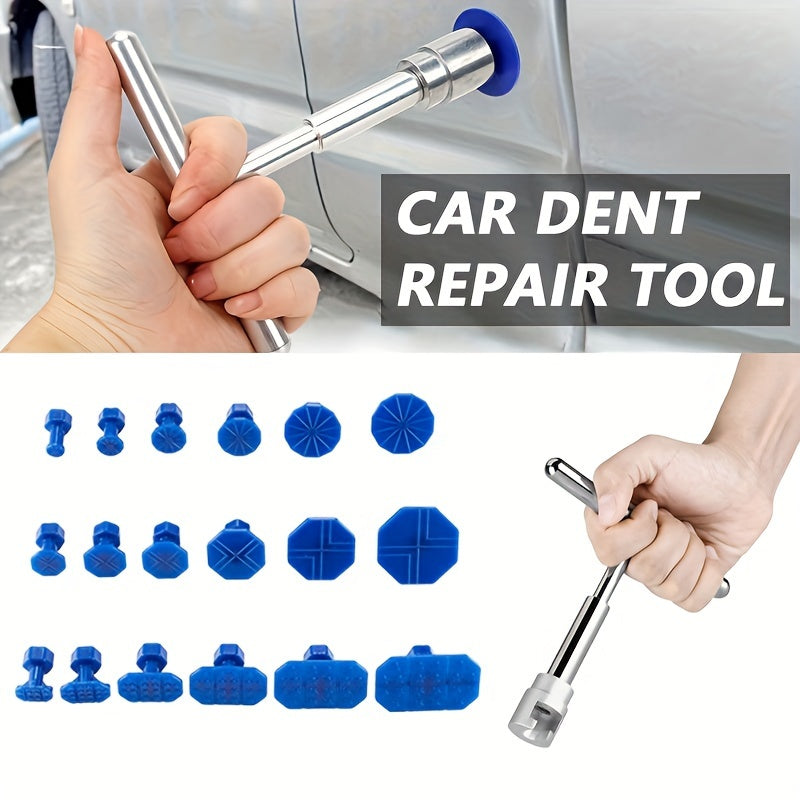 [Aluminium Dent Repair] 18pcs Aluminium T-shaped Car Dent Repair Tool Kit | Paintless Dent Repair Tool for Bodywork Slight Dent Small Hail Dent