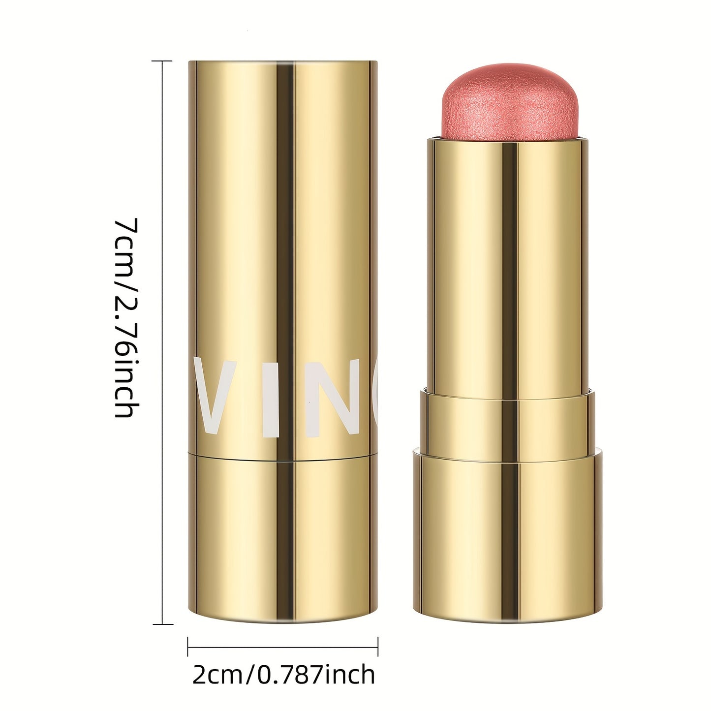 Multifunctional Highlighter Blush Stick - Brightening & Contouring Makeup Stick with Plant-Based Squalane, 3 Shades (Pink, Beige, Brown) for Cheeks, Lips, Eyes - Long-Lasting Shine, Easy Application, No Smudge, No Transfer, Beauty Enhancement, Sleek Metal